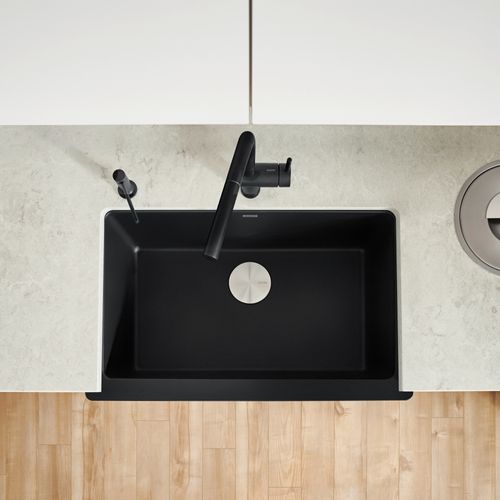 Main product image of Vintera SILGRANIT 30" Single Bowl Apron-Front Farmhouse Sink - Coal Black, 526545