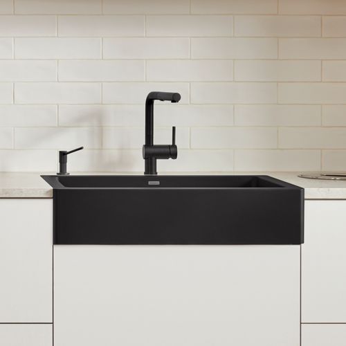 Main product image of Vintera SILGRANIT 30" Single Bowl Apron-Front Farmhouse Sink - Coal Black, 526545
