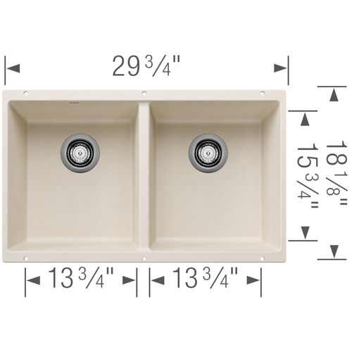 Main product image of Precis SILGRANIT 29" 50/50 Double Bowl Undermount Kitchen Sink (Soft White)