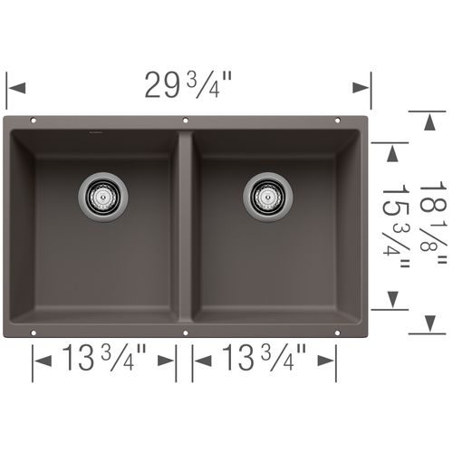 Main product image of Precis SILGRANIT 29" 50/50 Double Bowl Undermount Kitchen Sink - Volcano Gray, 527410