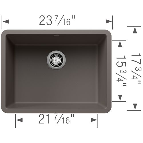 Main product image of Precis SILGRANIT 24" Single Bowl Undermount Kitchen Sink - Volcano Gray, 527411