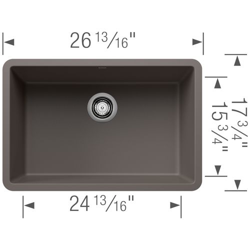 Main product image of Precis SILGRANIT 27" Single Bowl Undermount Kitchen Sink - Volcano Gray, 527412