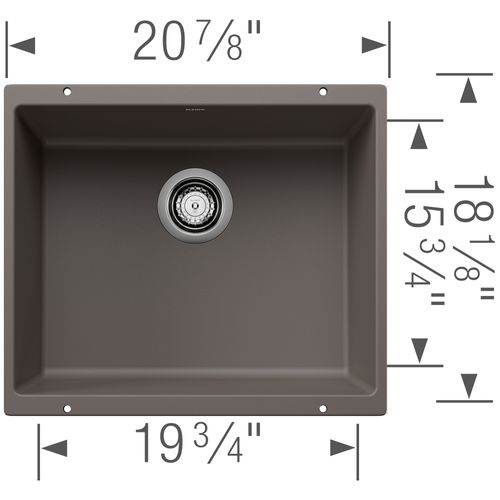 Main product image of Precis SILGRANIT 21" Single Bowl Undermount Kitchen Sink - Volcano Gray, 527414