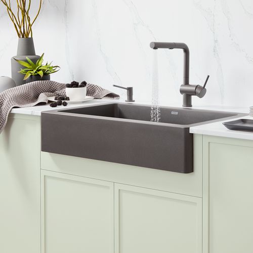 Main product image of Vintera SILGRANIT 30" Single Bowl Apron-Front Farmhouse Sink - Volcano Gray, 527417
