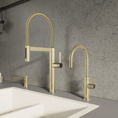 Main product image of Blancoculina II Semi-Pro Pull-Down Dual-Spray Kitchen Faucet, 1.5 GPM - Satin Gold, 527476