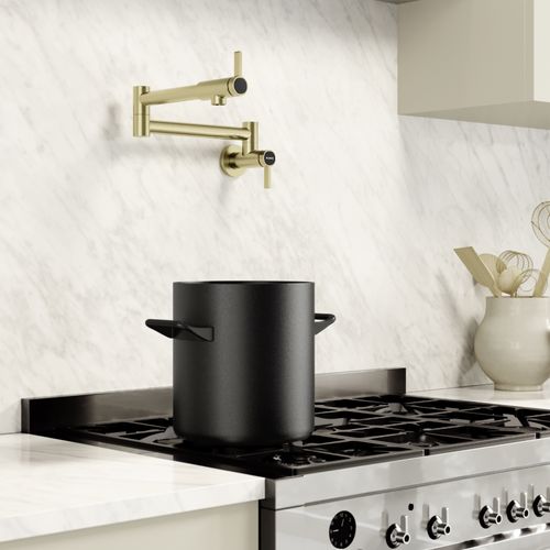 Main product image of Blancoculina II Wall-Mounted Pot Filler w/ 2 Single-Lever Handles, 1.5 GPM - Satin Gold, 527488