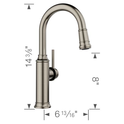 Main product image of Empressa Bar Pull-Down Faucet, 1.5 GPM (Stream Only) - Satin Platinum, 443247