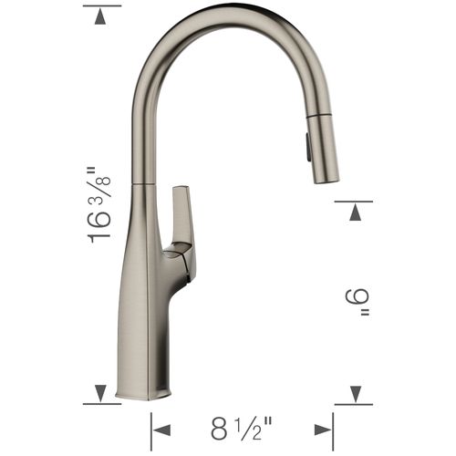 Main product image of Rivana High-Arc Pull-Down Dual-Spray Kitchen Faucet, 1.5 GPM - Satin Platinum, 443249