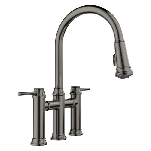 Main product image of Empressa Bridge Pull-Down Dual-Spray Kitchen Faucet, 1.5 GPM - Satin Dark Steel, 443263