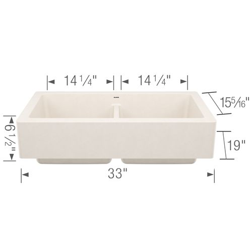 Main product image of Vintera SILGRANIT 33" Equal Double Bowl Apron Sink - Soft White, 527409