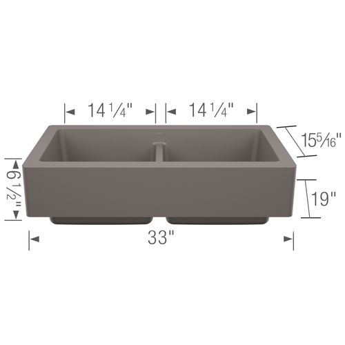 Main product image of Vintera SILGRANIT 33" Equal Double Bowl Apron Sink - Volcano Gray, 527418