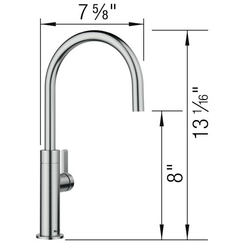 Main product image of Blancoculina II Hgh Arc Beverage Faucet, Cold Water Only, 1.5 GPM - PVD Steel, 527489