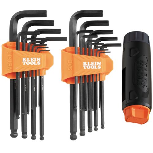 Main product image of 22 Piece Long Ball End Hex Key Set w/ Handle, SAE/Metric