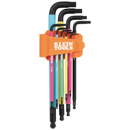 Main product image of 9 Piece Extra Long Color Coded L Style Hex Key Caddy Set, Metric