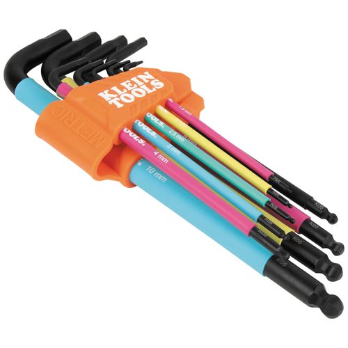 Main product image of 9 Piece Extra Long Color Coded L Style Hex Key Caddy Set, Metric
