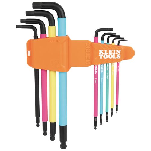 Main product image of 9 Piece Extra Long Color Coded L Style Hex Key Caddy Set, Metric
