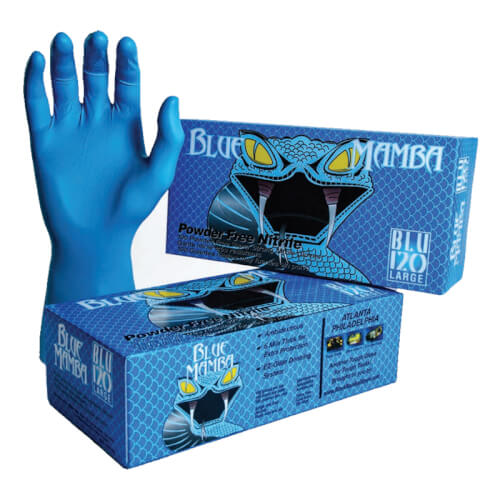 BLU-130 - Black Mamba BLU-130 - Blue Mamba Nitrile Gloves, XL (Box of 100)