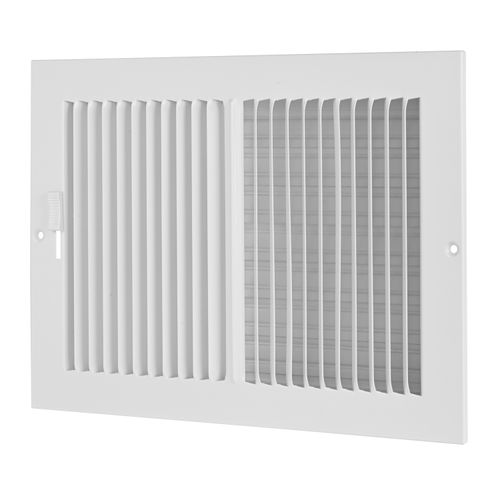Main product image of 12" x 8" (Wall Opening Size) 2-Way Steel Sidewall/Ceiling Register, 1/2" Series 1 (White)