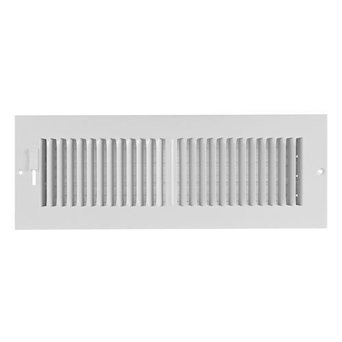 Main product image of 14" x 4" (Wall Opening Size) 2-Way Steel Sidewall/Ceiling Register, 1/2" Series 1 (White)