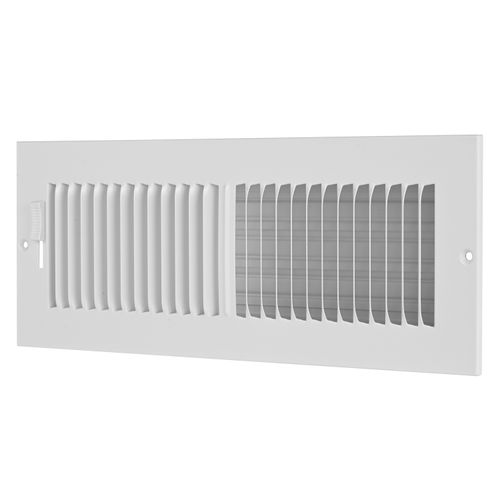Main product image of 14" x 4" (Wall Opening Size) 2-Way Steel Sidewall/Ceiling Register, 1/2" Series 1 (White)