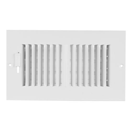 Main product image of 8" x 4" (Wall Opening Size) 2-Way Steel Sidewall/Ceiling Register, 1/2" Series 1 (White)