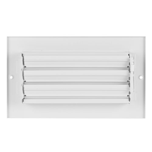 Main product image of 8" x 4" (Wall Opening Size) 2-Way Steel Sidewall/Ceiling Register, 1/2" Series 1 (White)