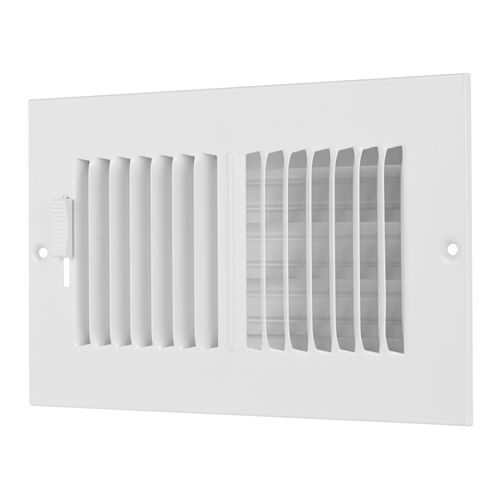 Main product image of 8" x 4" (Wall Opening Size) 2-Way Steel Sidewall/Ceiling Register, 1/2" Series 1 (White)