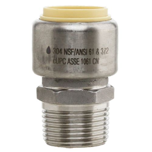 Main product image of 3/4" CTS x 3/4" MNPT 304 Stainless Steel Push-Fit Adapter (Lead Free)