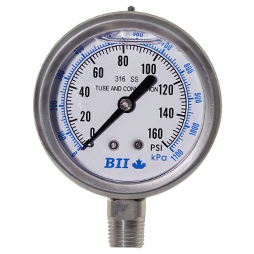 Main product image of 2-1/2" Dial Stainless Steel Pressure Gauge Liquid Filled w/ Bottom Mount