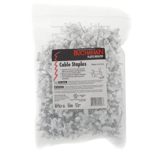 BPS25 Ideal BPS25 1/2" Plastic Insulated Cable Staples (Bag of 500)