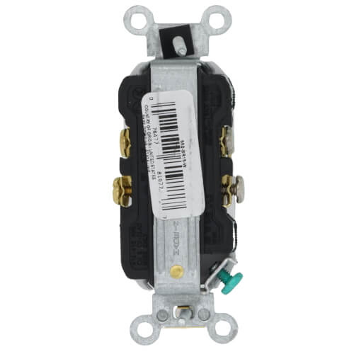 Main product image of Commercial Grade Duplex Receptacle w/ Self Grounding Clip, Back or Side Wire, 15A, NEMA 5-15R - White (125V)