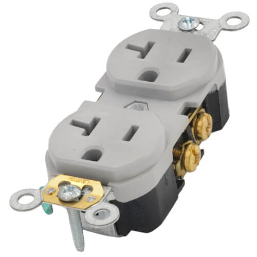 Main product image of Commercial Grade Duplex Receptacle w/ Indented Face, 2P, 20A, NEMA 5-20R - Gray (125V)
