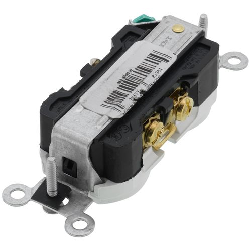 Main product image of Commercial Grade Duplex Receptacle w/ Self Grounding Clip, Back or Side Wire, 20A, NEMA 5-20R - White (125V)