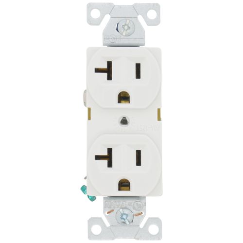 Main product image of Commercial Grade Duplex Receptacle, 20A, 2P, 3W, Back & Side Wire, NEMA 5-20R - White (125V)