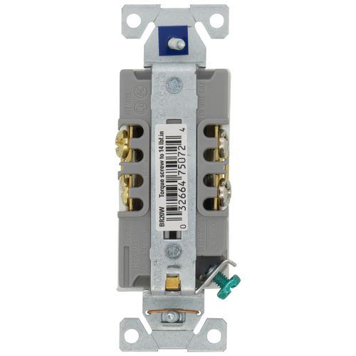 Main product image of Commercial Grade Duplex Receptacle, 20A, 2P, 3W, Back & Side Wire, NEMA 5-20R - White (125V)