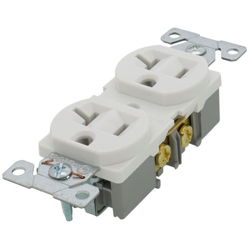 Main product image of Commercial Grade Duplex Receptacle, 20A, 2P, 3W, Back & Side Wire, NEMA 5-20R - White (125V)