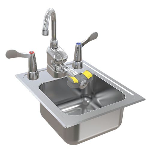 Main product image of S19-500W Deck Mount Swing-Activated Faucet/Eyewash, w/ Hot and Cold Wristblades, and Right-Side Eyewash, 5.1 gpm
