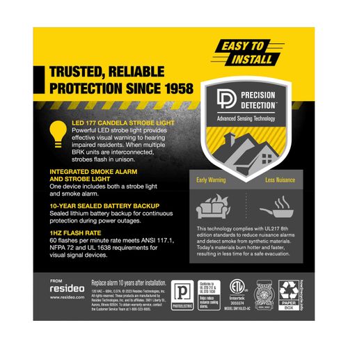 Main product image of Hardwired Smoke Alarm w/ LED Strobe & 10-Year Battery Backup