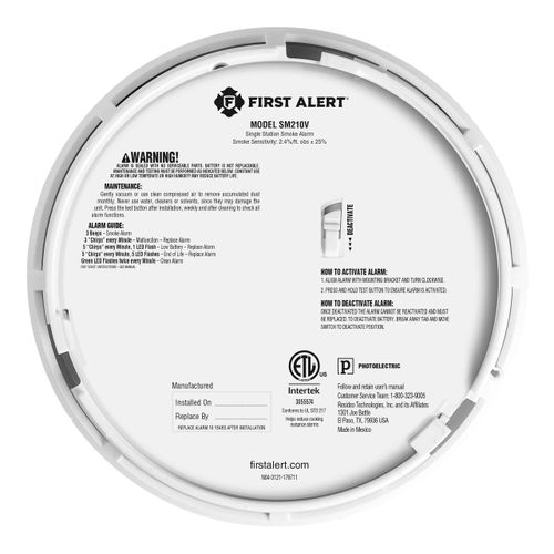 Main product image of 10-Year Sealed Battery Smoke Alarm w/ Voice Warning
