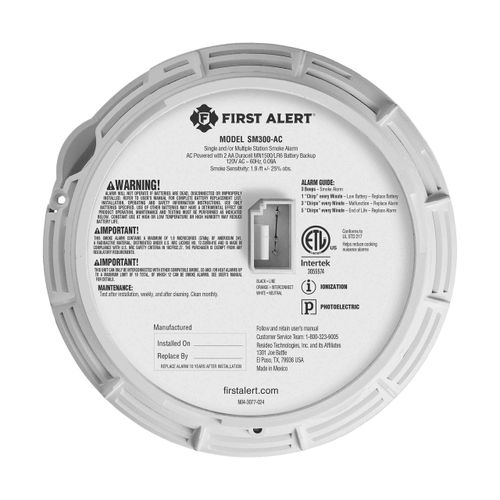 Main product image of Interconnect Hardwire Dual Sensor Smoke Alarm w/ Battery Backup