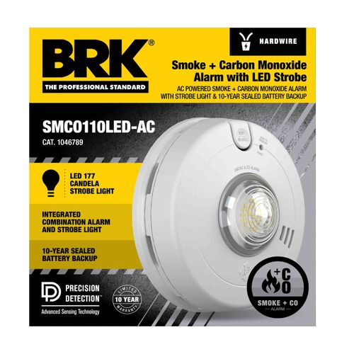 Main product image of Hardwired Combo Smoke and Carbon Monoxide Alarm w/ LED Strobe & 10-Year Battery Backup