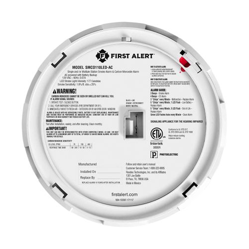 Main product image of Hardwired Combo Smoke and Carbon Monoxide Alarm w/ LED Strobe & 10-Year Battery Backup