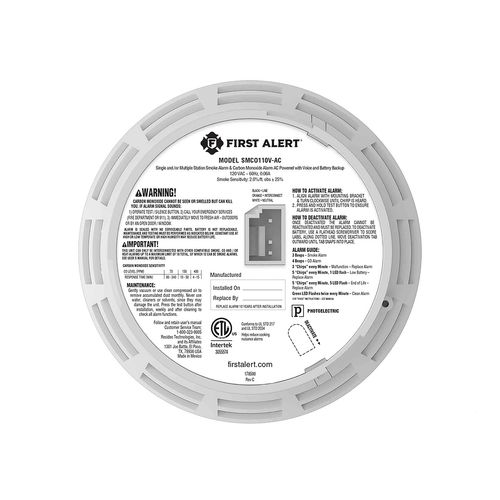 Main product image of Hardwired Smoke and Carbon Monoxide Alarm w/ 10-Year Battery Backup & Voice Alerts