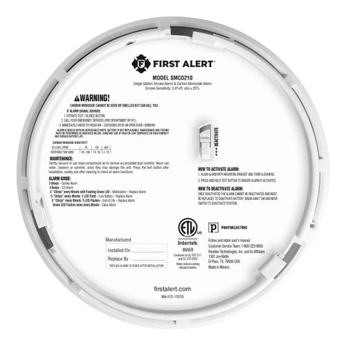 Main product image of Smoke and Carbon Monoxode Alarm w/ Slim Profile Design & 10 Year Battery Backup (6 Pack)