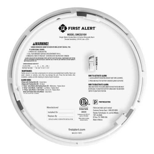 Main product image of Smoke and Carbon Monoxide Alarm w/ Voice Warning & 10 Year Battery Backup