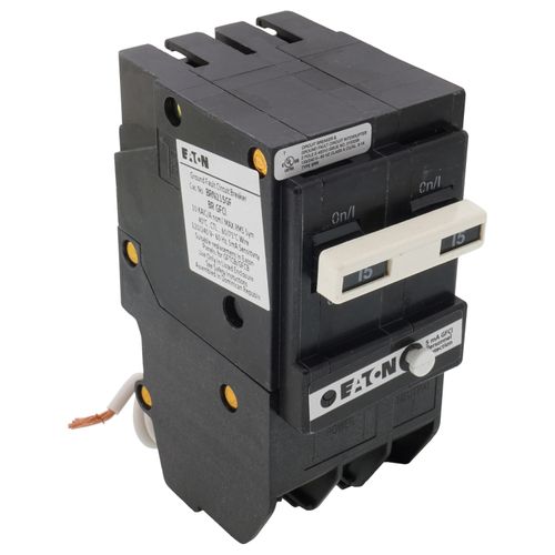 Main product image of 2-Pole BR GFCI Circuit Breaker, Common Trip, 10 kAIC, Pigtail Neutral (15A, 120/240V)