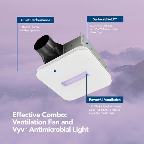Main product image of SurfaceShield Vital Vio Powered Exhaust Fan w/ LED Light & Antibacterial Light (110 CFM)