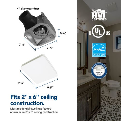 Main product image of 1.5 Sones Roomside Series Ventilation Fan with Housing, Energy Star (80 CFM)
