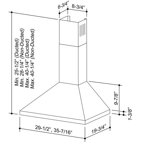 Main product image of 30" Convertible European Style Wall-Mounted Chimney Range Hood, Stainless