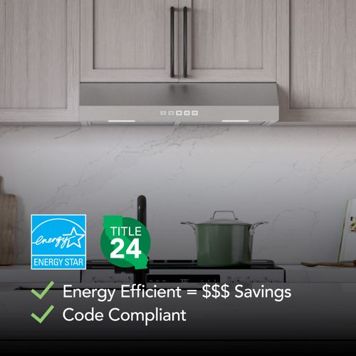 Main product image of 30" Glacier Under Cabinet Range Hood, 1.5 Sones (350 CFM), Stainless Steel